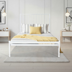 هيكل سرير معدني أبيض 200×120 سم