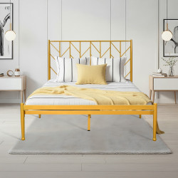 هيكل سرير معدني ذهبي 200×140 سم