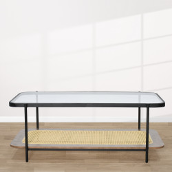 طاولة خدمة مفردة 2 دور سطح زجاجي بني