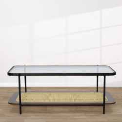 طاولة خدمة مفردة 2 دور سطح زجاجي بني غامق