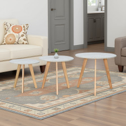 طقم طاولات خدمة 3 قطع من الخشب رمادي