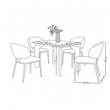 طاولة طعام عصرية سطح رخام 4 كرسي رمادي غامق