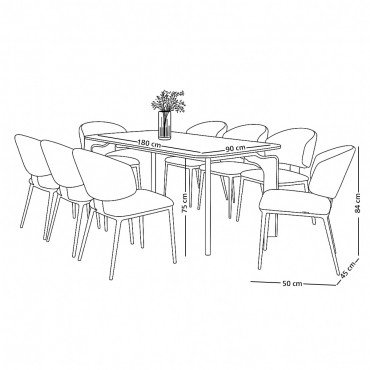 طاولة طعام عصرية سطح رخام 8 كراسي رمادي غامق