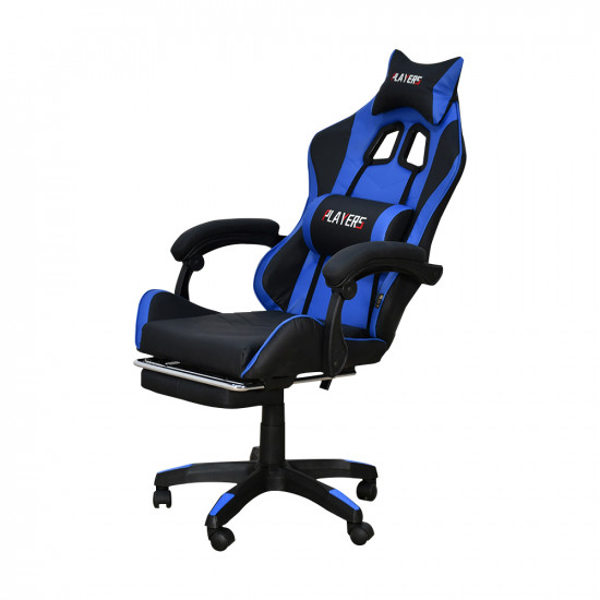 كرسي ألعاب أحترافي من الجلد أزرق × أسود