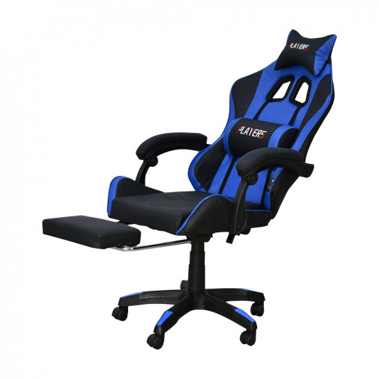 كرسي ألعاب أحترافي من الجلد أزرق × أسود