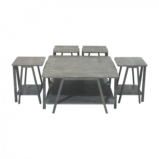 طقم طاولات خدمة 5 قطع خشب رمادي طقم طاولات خدمة 5 قطع خشب رمادي