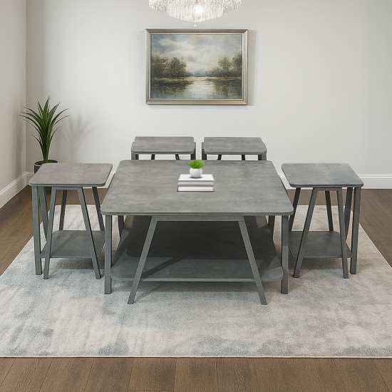 طقم طاولات خدمة 5 قطع خشب رمادي طقم طاولات خدمة 5 قطع خشب رمادي