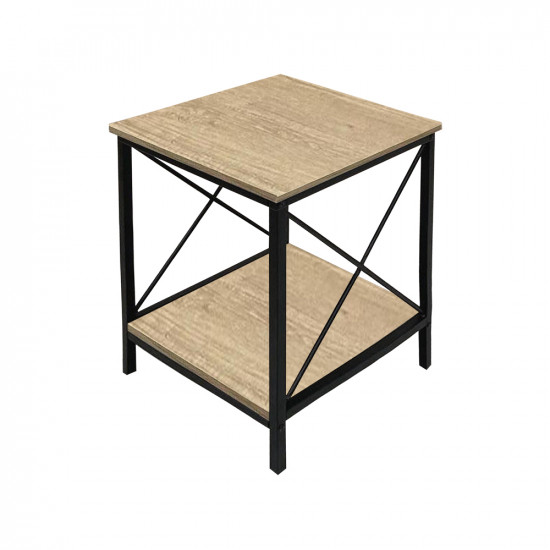 طاولة خدمة مفردة من الخشب والمعدن لون خشبي فاتح