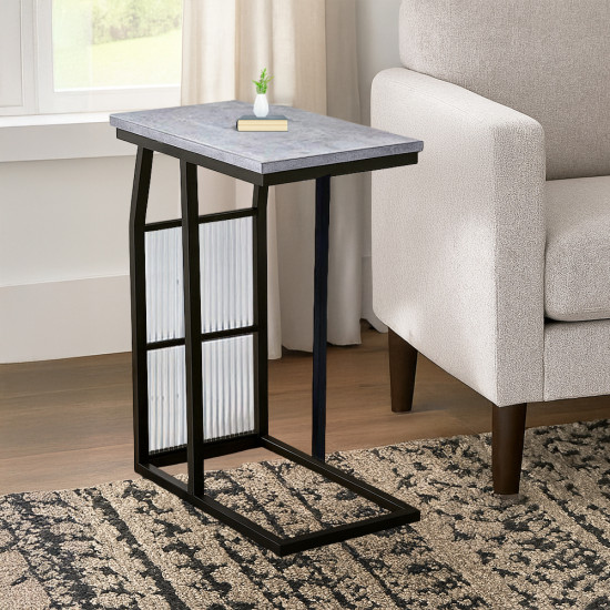 طاولة جانبية من الخشب والمعدن رمادي طاولة جانبية من الخشب والمعدن رمادي