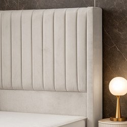 سرير خشبي بتنجيد مخملي عصري 90×190 سم