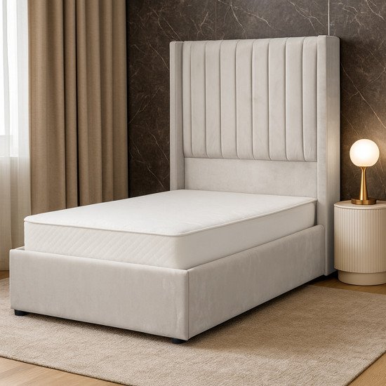 سرير خشبي بتنجيد مخملي عصري 90×190 سم