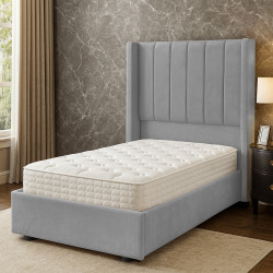 سرير خشبي بتنجيد مخملي عصري 90×190 سم