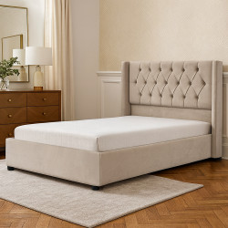 سرير خشبي بتنجيد مخملي عصري 120×200سم سرير خشبي بتنجيد مخملي عصري 120×200سم