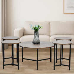 طقم طاولات خدمة خشب 5 قطع  بني