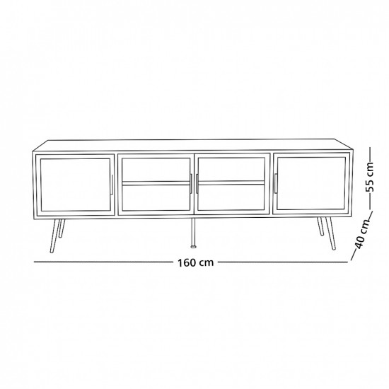 وحدة تلفزيون خشب و معدن و أكريليك 160 سم