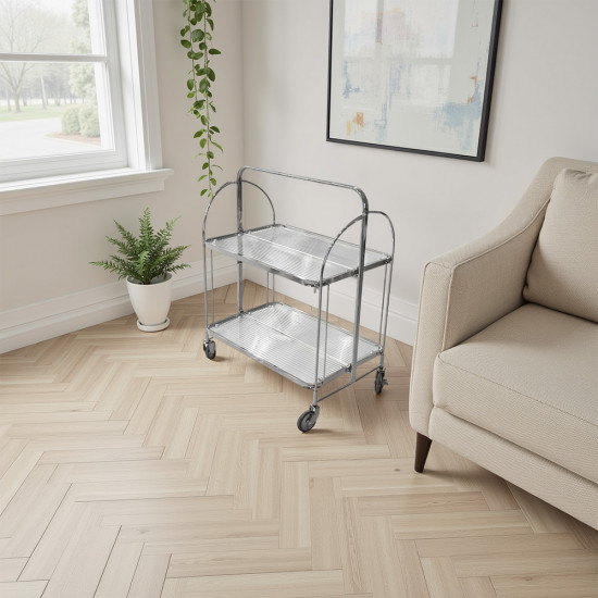 عربة تقديم 2 دوار من الاكريلك والاستيل عربة تقديم 2 دوار من الاكريلك والاستيل