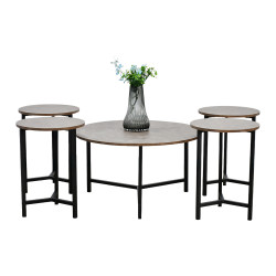 طقم طاولات خدمة خشب 5 قطع  بني