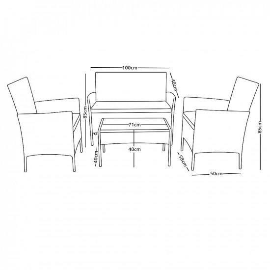 جلسة حديقة 4 مقاعد بني