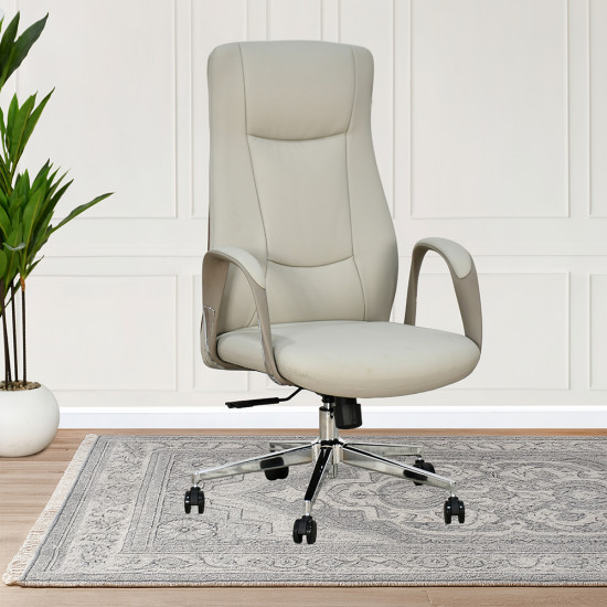 كرسي مكتب دوار مودرن جلد بيج