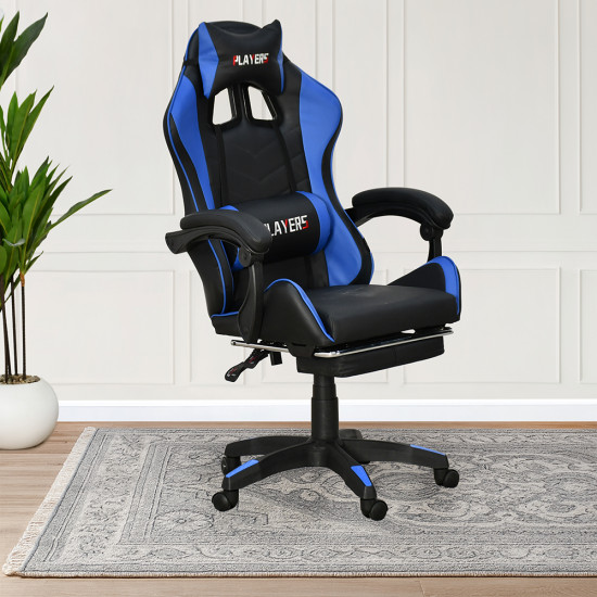 كرسي ألعاب أحترافي من الجلد أزرق × أسود كرسي ألعاب أحترافي من الجلد أزرق × أسود
