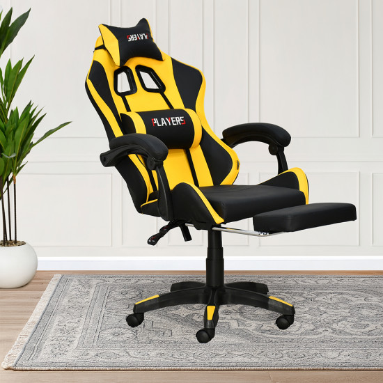 كرسي ألعاب أحترافي من الجلد أصفر × أسود