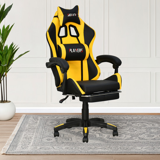 كرسي ألعاب أحترافي من الجلد أصفر × أسود