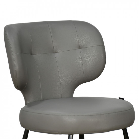 كرسي مفرد جلد بأرجل معدنية رمادي كرسي مفرد جلد بأرجل معدنية رمادي