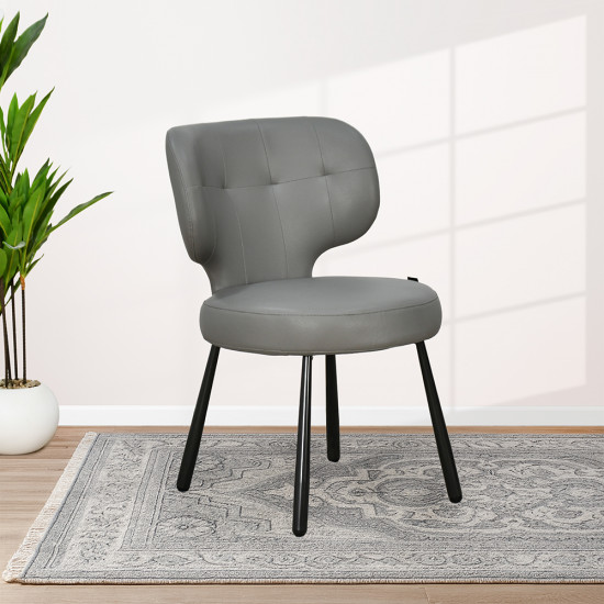 كرسي مفرد جلد بأرجل معدنية رمادي كرسي مفرد جلد بأرجل معدنية رمادي