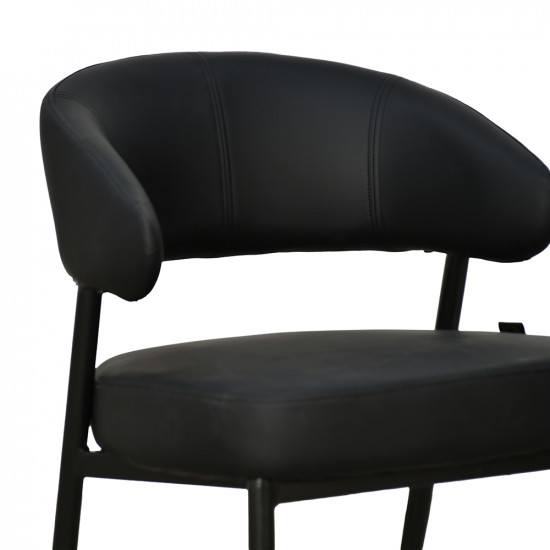 كرسي مفرد مودرن جلد بأرجل معدنية أسود كرسي مفرد مودرن جلد بأرجل معدنية أسود