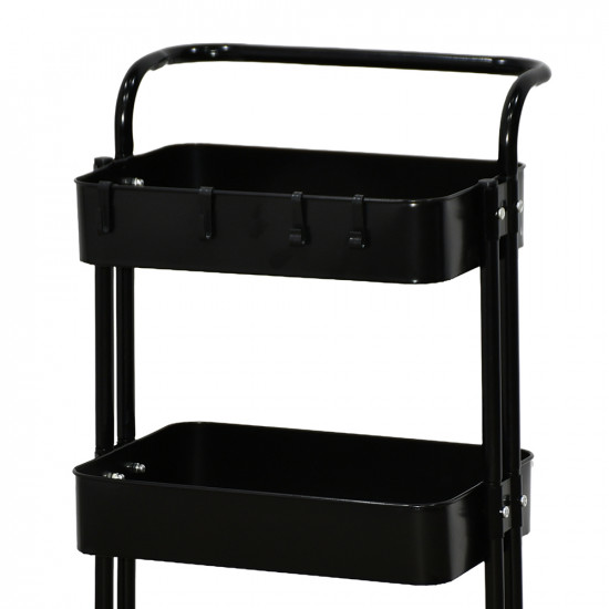 وحدة رفوف متحركة معدنية 3 أدوار أسود