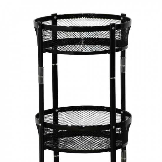 وحدة رفوف متحركة معدنية 3 أدوار أسود