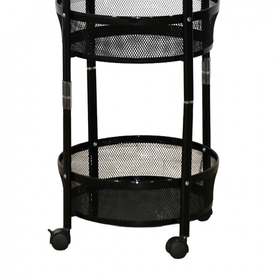 وحدة رفوف متحركة معدنية 3 أدوار أسود