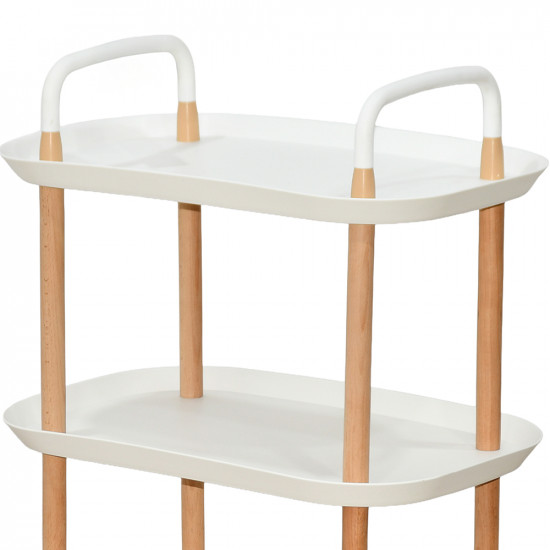 عربة تقديم متحركة 3 أدوار أبيض