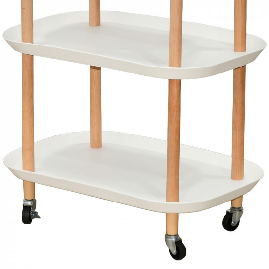 عربة تقديم متحركة 3 أدوار أبيض