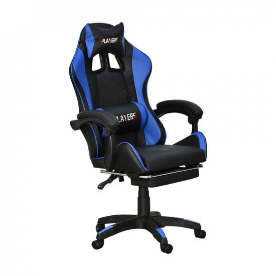 كرسي ألعاب أحترافي من الجلد أزرق × أسود كرسي ألعاب أحترافي من الجلد أزرق × أسود