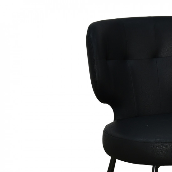 كرسي مفرد جلد بأرجل معدنية أسود