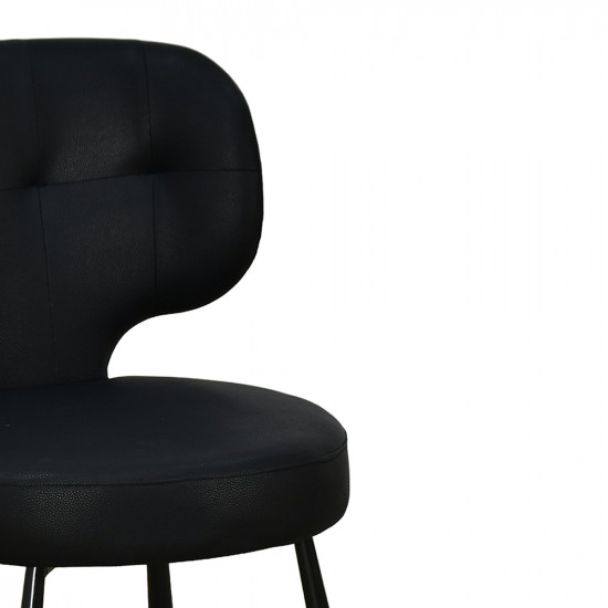 كرسي مفرد جلد بأرجل معدنية أسود