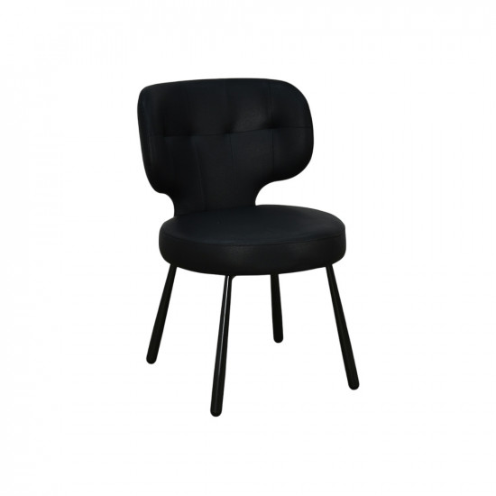 كرسي مفرد جلد بأرجل معدنية أسود