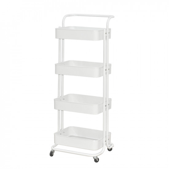 وحدة رفوف متحركة معدنية 4 أدوار أبيض