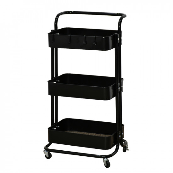 وحدة رفوف متحركة معدنية 3 أدوار أسود