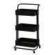 وحدة رفوف متحركة معدنية 3 أدوار أسود