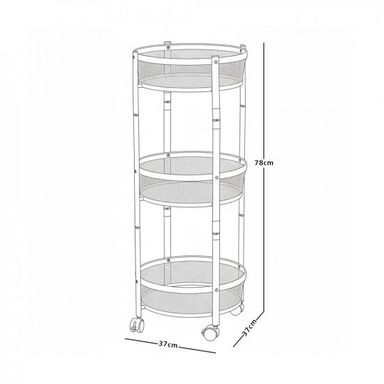 وحدة رفوف متحركة معدنية 3 أدوار أسود