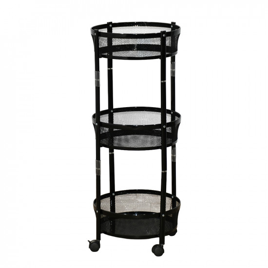 وحدة رفوف متحركة معدنية 3 أدوار أسود