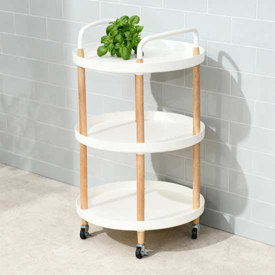 عربة تقديم متحركة 3 أدوار أبيض عربة تقديم متحركة 3 أدوار أبيض