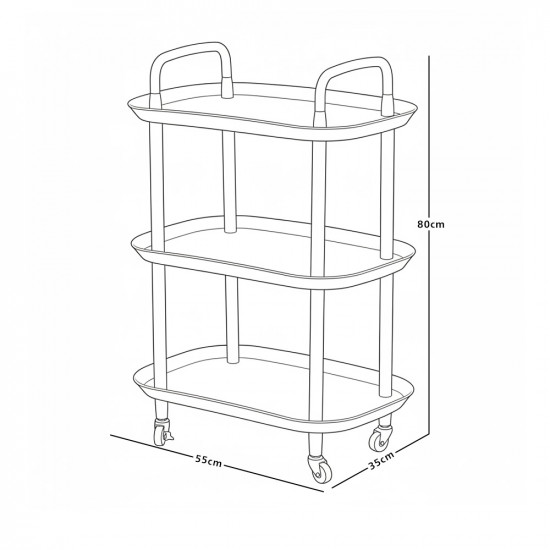 عربة تقديم متحركة 3 أدوار أبيض