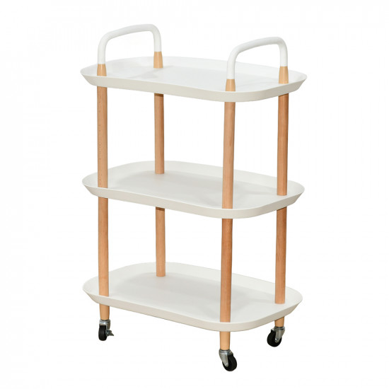 عربة تقديم متحركة 3 أدوار أبيض