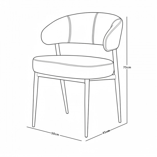 كرسي مفرد مودرن جلد بأرجل معدنية أسود كرسي مفرد مودرن جلد بأرجل معدنية أسود