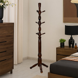 علاقة ملابس خشبية بني غامق 196سم