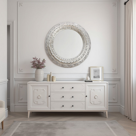 مرآة حائط اطار فضي مرآة حائط اطار فضي