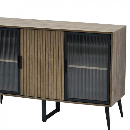 دولاب بوفيه خشب بأبواب أكريلك 120 سم